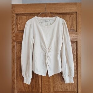 Anthropologie Pilcro Twist-Front Sweatshirt Cream Medium